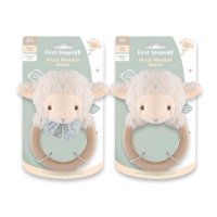FS909: Plush Lamb Wooden Rattle